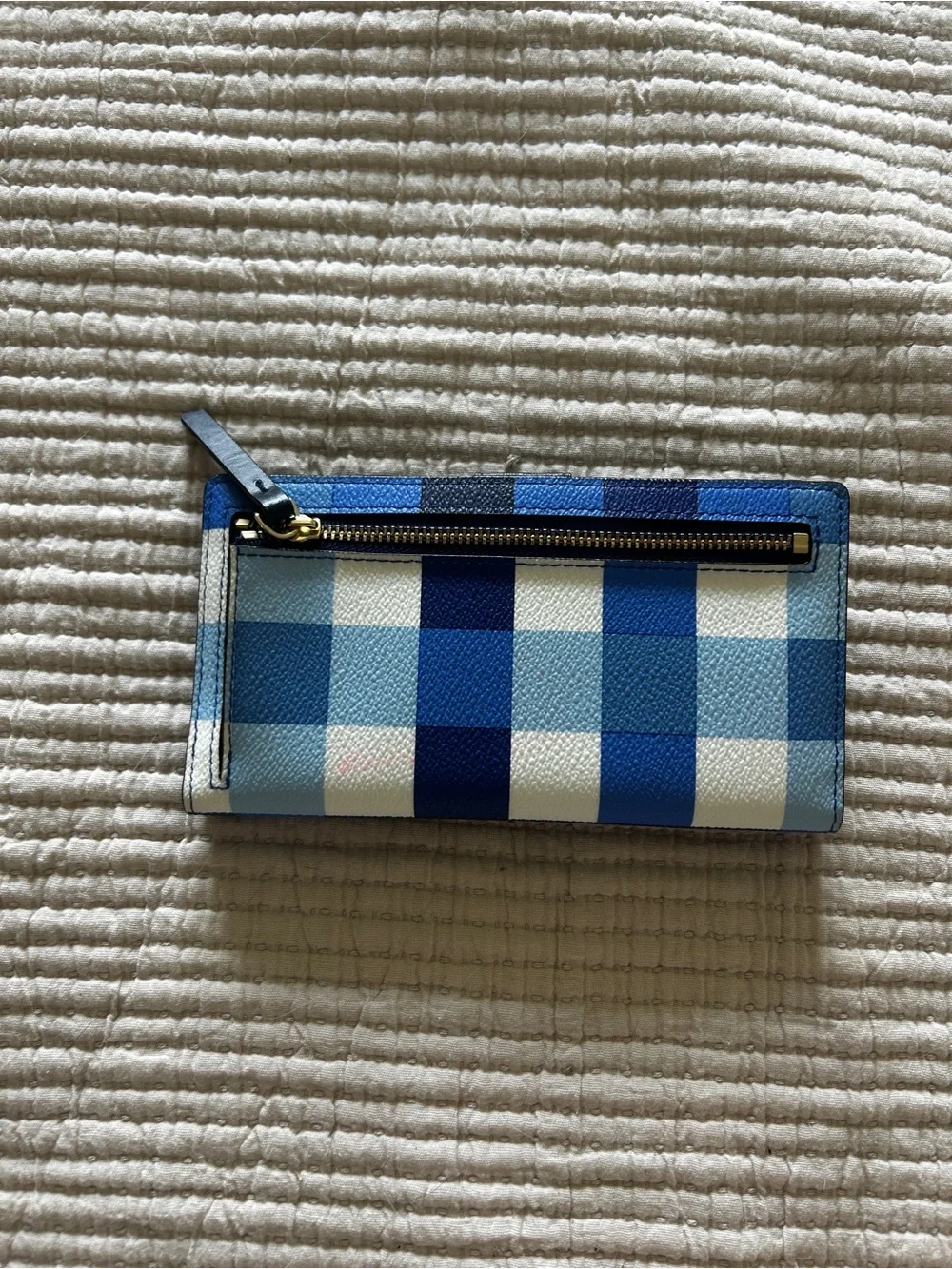 kate spade Blue Gingham Plaid Continental Wallet